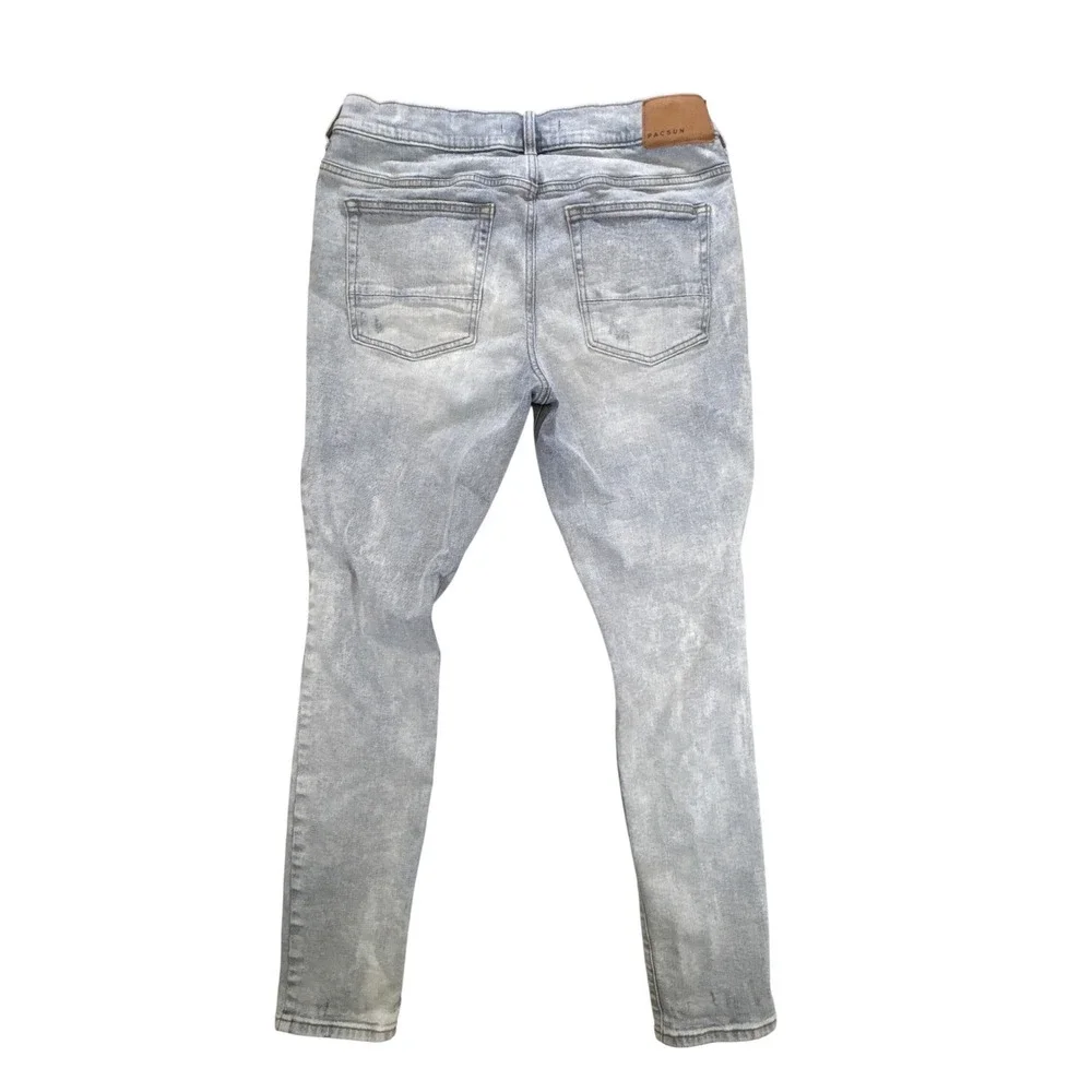 PacSun Stacked Skinny Distressed Light Wash Blue Jeans Mens 32x32 132SU205002PC